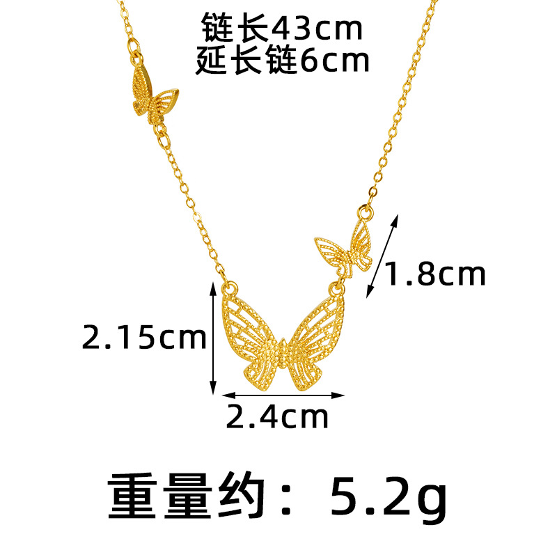 Collar de oro de arena de Vietnam mariposa hueca ligera de lujo de verano anillo set de pernos fabricantes al por mayor de mujeres de alta calidad