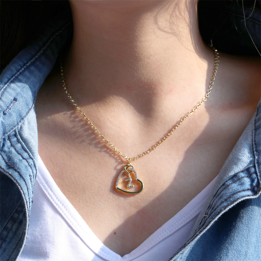 new copper plated real gold color retention diamond 26 letter necklace wholesale