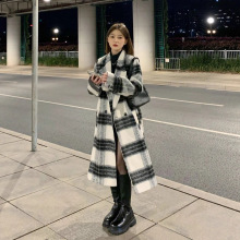 格子毛呢外套女2025秋冬新款赫本风高级韩版宽松气质加厚呢子大衣