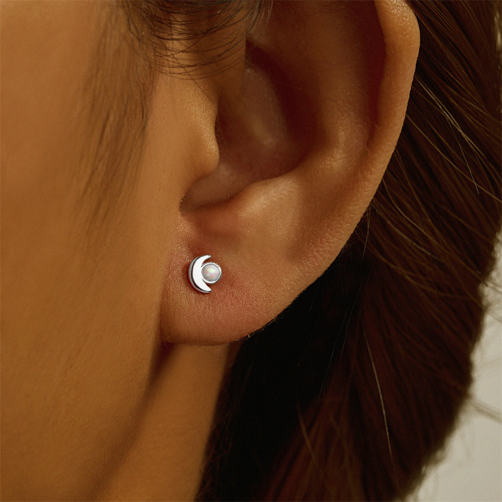 1 Piece Simple Style Geometric Plating Inlay Sterling Silver Opal Zircon Ear Studs display picture 36