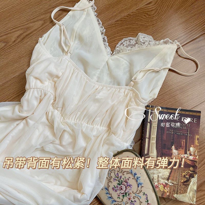 甘くて柔らかいモチモチの《夏の蝉の鳴き声》のフランスの復古の宮廷の風の超薄い眠りのスカートの2セットの朝着の超仙の爆発金|undefined