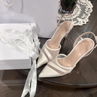 2025 New Spring Style Pointed Toe High Heels with Skirt, French Stiletto Heels, Non-Tiring Toe-Cap Sandals