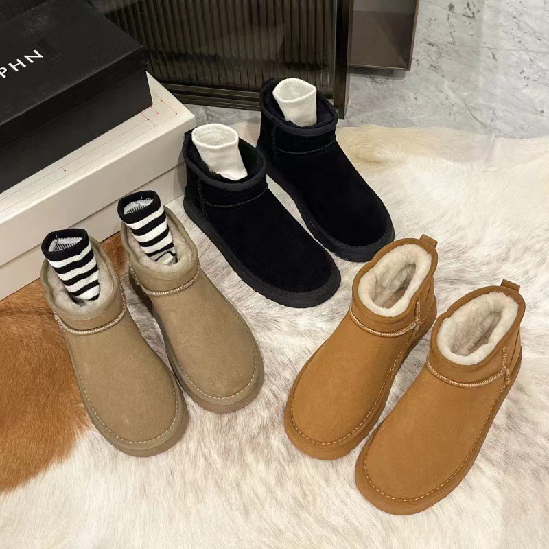 Invierno nuevas botas de nieve Zapatos de algodón noreste corto plano de comercio exterior de las mujeres zapatos calientes gruesos forrados de lana lote de entrega de una sola pieza