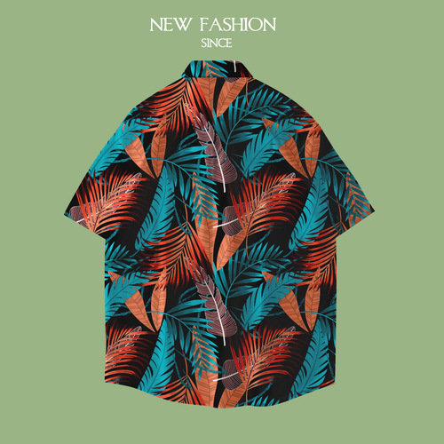Hollywood Retro Men's and Women's Hawaiian Flower Shirts - Men's Summer T-Shirts - Short Sleeve Half Sleeve Loose Couple's Tops for Men