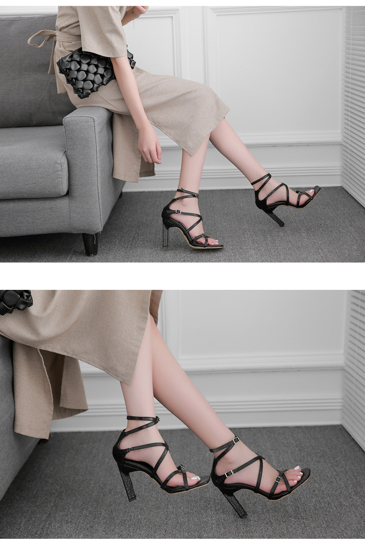  square toe cross strap high-heeled sandals nihaostyles wholesale clothing NSSO82153