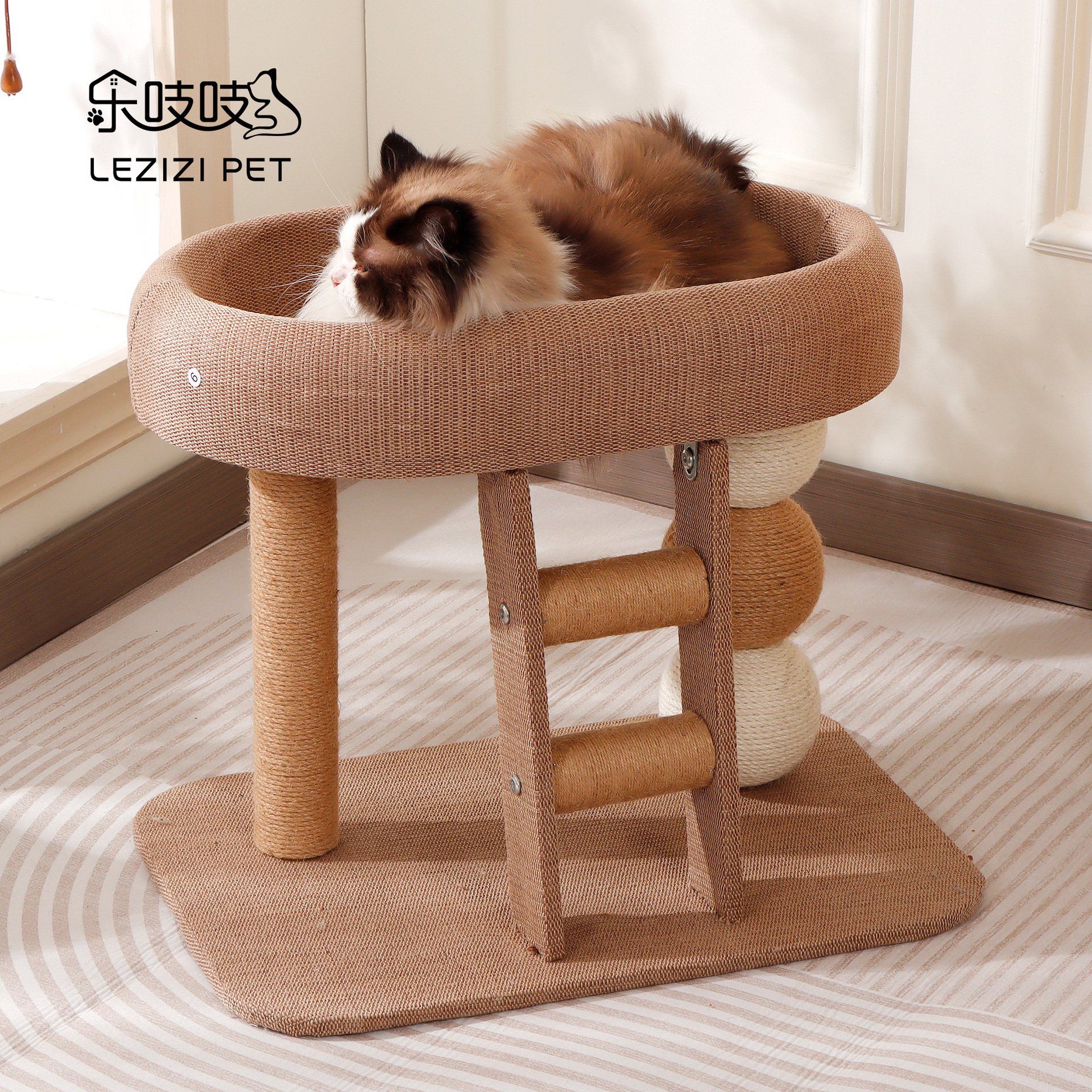 Marco de escalada para gatos personalizable, tamaño pequeño, área no ocupada, nido para gatos, cuerda de cáñamo, columna de agarre, plataforma de escalada, bola de garras, juguete para gatos