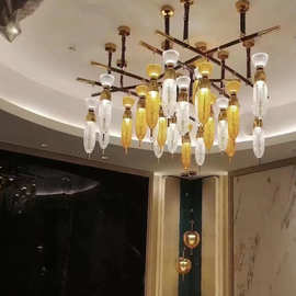 饭店豪华ktv包间吊灯中式酒店会所餐厅包厢电梯过道包房水晶灯具