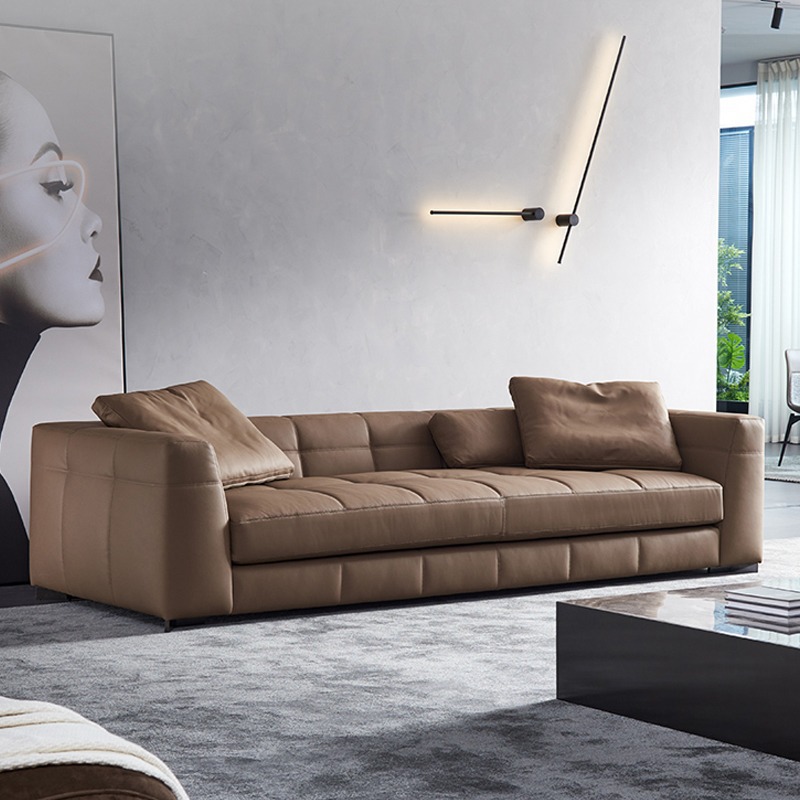 Italiano blzer Breze minimalista sofá de cuero salón moderno minimalista primera capa de piel de vaca de lujo ligero combinación recta