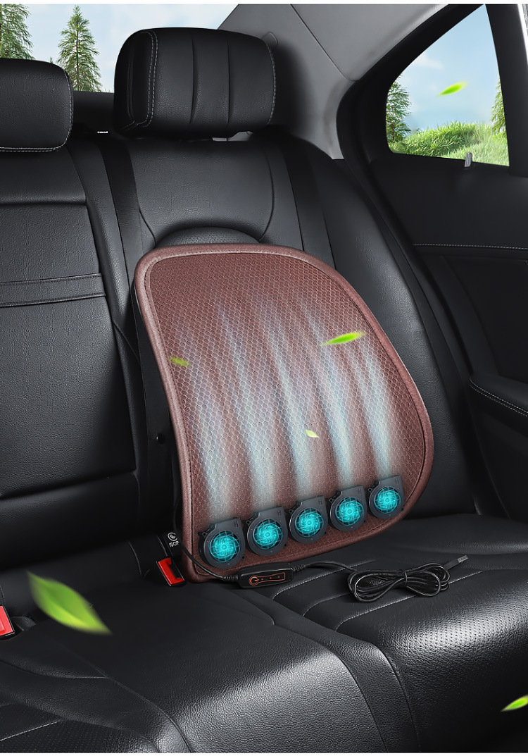 Car Seat USB Three-Speed Adjustable Air-Blown Lumbar Support Cushion for Office Chair Backrest, Ventilation and Lumbar Support Pad for Long Sitting