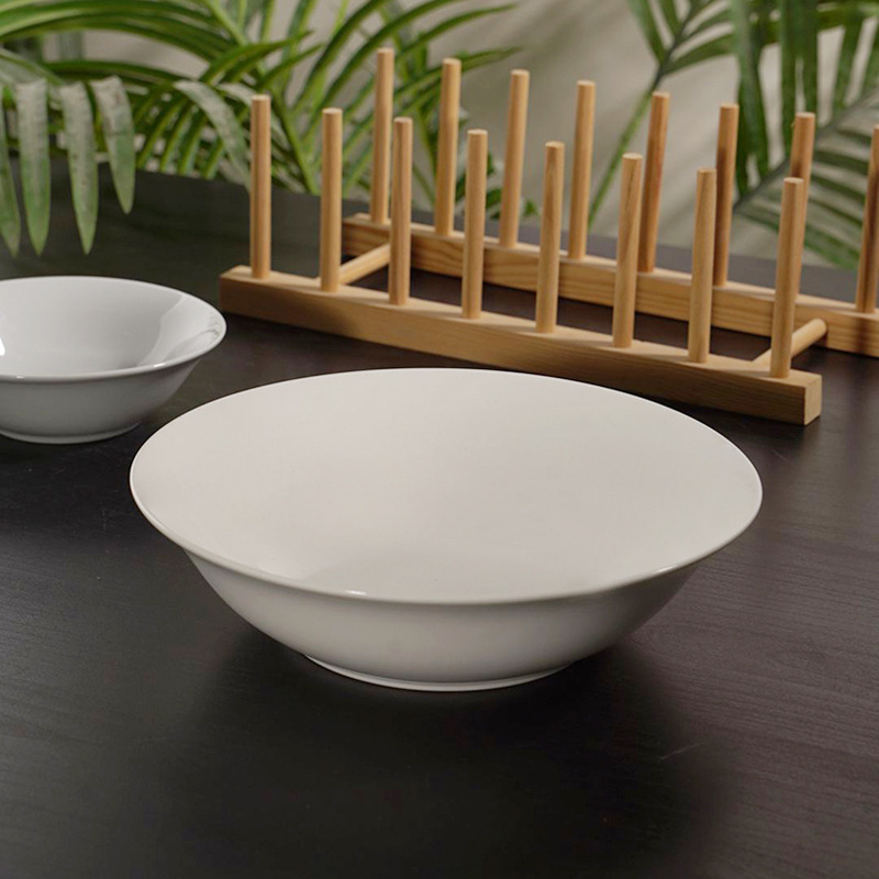 Household Ceramic Bowl Set, High-Quality White Porcelain Bowls, Rice Bowls, Soup Bowls, and Large Bowls