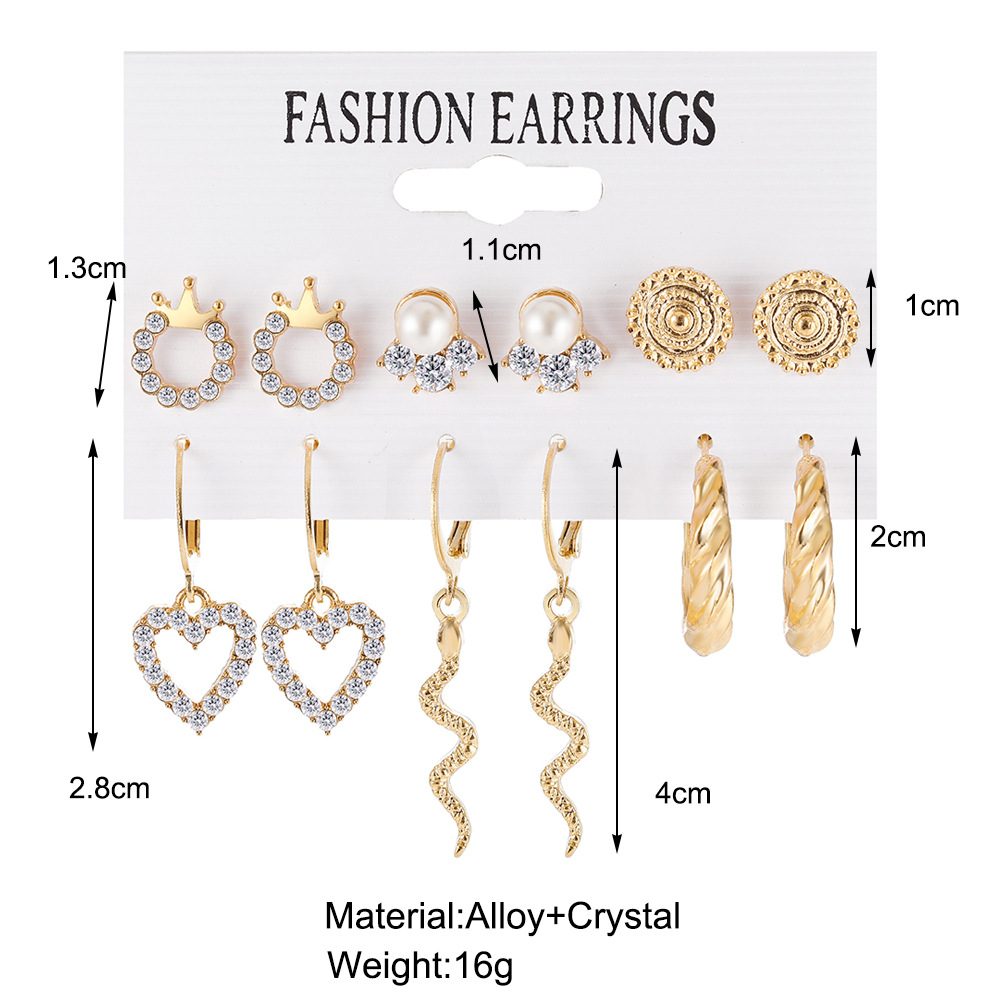 18g Weight Rhinestones Inlay Material Earrings Classification 1 Set Quantity Daily Occasion Imitation Pearl, Metal Material Star, Heart Shape Pattern Women'S Gender Plating Design Simple Style Style 1 Set Simple Style Star Heart Shape Plating Imitation Pearl Metal Rhinestones Earrings 4