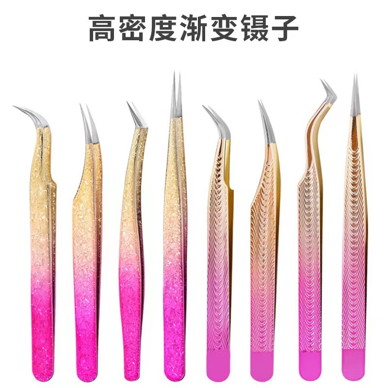 Herramientas de belleza de uñas pinzas de acero inoxidable acné clip para eliminar puntos negros extrusión pinzas de color gradiente 2 paquetes
