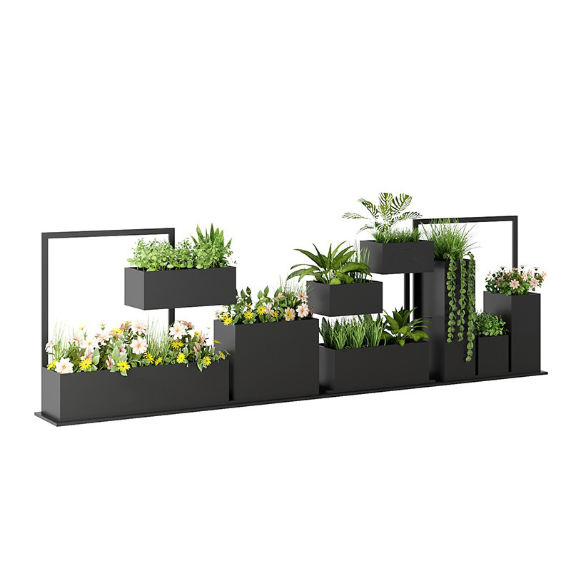 Caja de plantas verdes de hierro forjado al aire libre combinación de bonsai rack rack de flores idílico ranura de flores suelo valla de carretera municipal rack de flores image 9