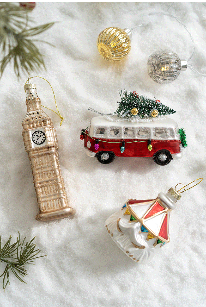 Santa Claus Pattern Christmas Simple Style Santa Claus Glass Holiday Daily Ornaments