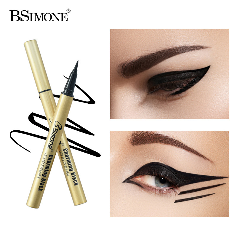 Especial transfronterizo para delineador de ojos de maquillaje BSIMONE, impermeable y sin manchas, delineador de ojos líquido negro de secado rápido y muy fino al por mayor