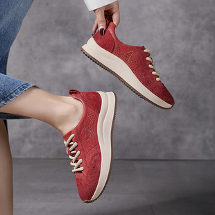 Dongguan Export Genuine Leather Sports Women's Shoes Genuine Leather Bread Shoes 2025 New Retro Classic Cowhide Forrest Gump Sneakers for Women