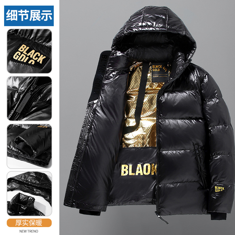 국경 간 블랙 골드 다운 재킷 남성 길고 짧은 패션 브랜드 느슨한 GB 커플 후드 재킷 겨울 폭발 도매
