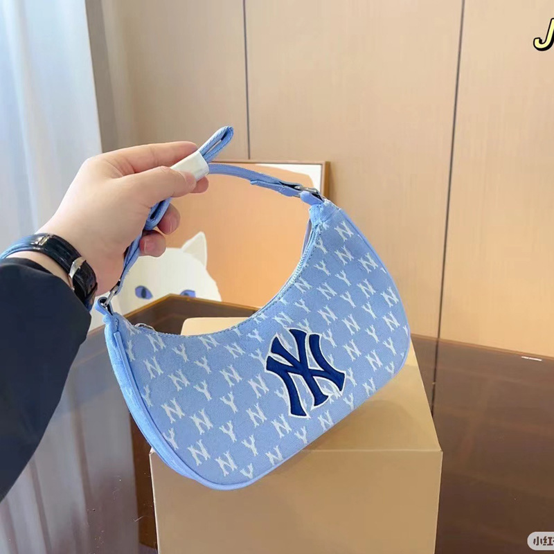 韩国MLB复古老花腋下包NY时尚手提单肩包情侣百搭休闲通勤饺子包|undefined