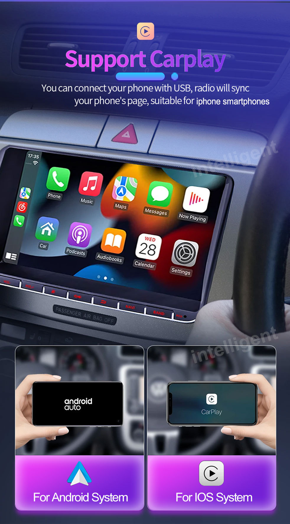 9 inch Volkswagen dedicated Android car navigator GPS Bluetooth HD large screen reversing image wireless carplay