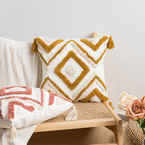 Bohemian style tufted pillow Moroccan ethnic tassel cushion Nordic ins living room sofa pillow cover