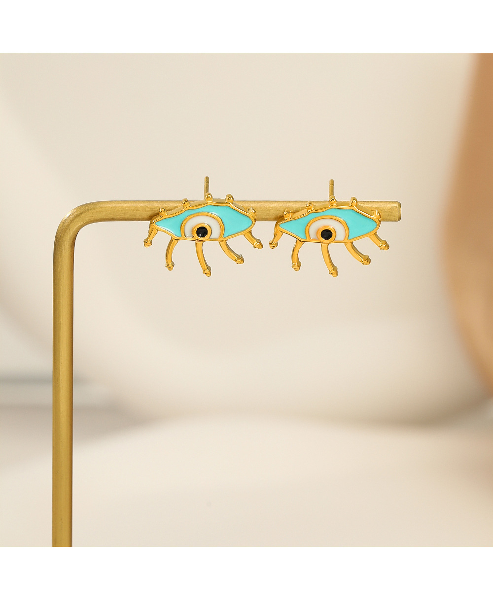 Ethnic Style Eye Stainless Steel Plating Ear Studs 1 Pair