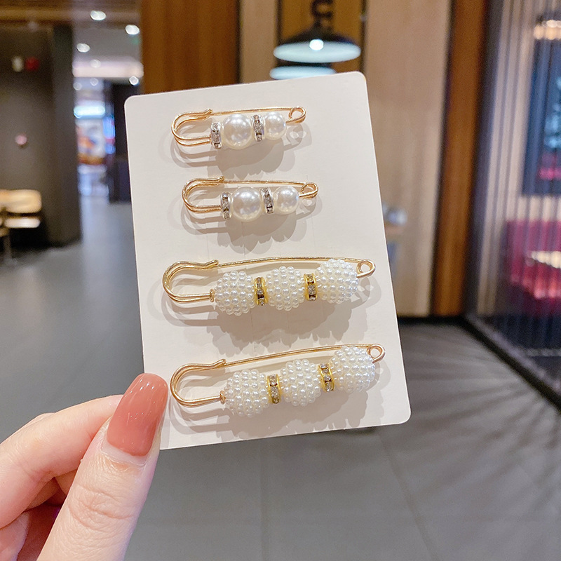 Broche de perla invisible camisa collar anti-disaparición artefacto de los niños botón de pin de costura libre botón de ropa fija flor de pecho