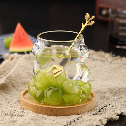 Grape Cup with Handle Breakfast Latte Coffee Cup Gift Set with Lid Glass Cup Instagram Style