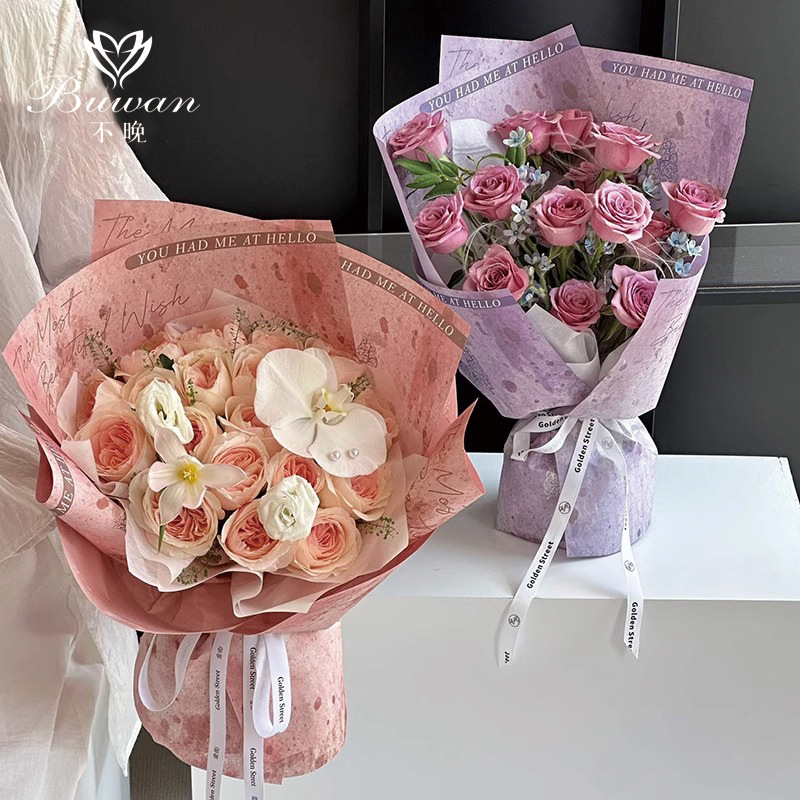 不晚花艺 复古蝴蝶 加厚防水耐揉风华纸材质 鲜花包装资材批发