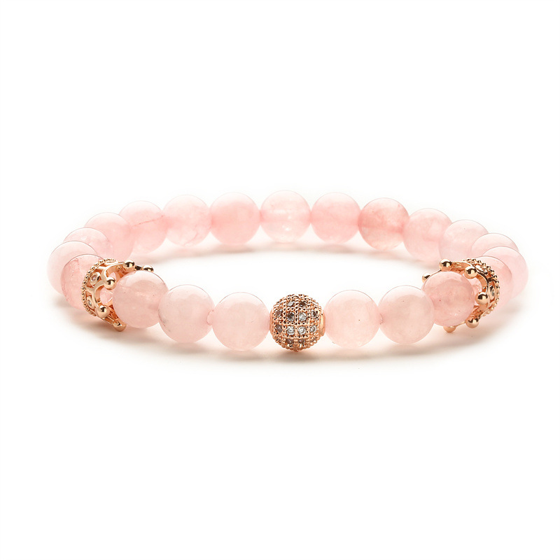 Cruz-frontera deseo caliente venta cobre micro-incrustaciones pulsera de oro rosa al por mayor cristal Rosa Fenghua Moonstone joyería pulsera