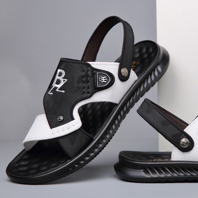 凉鞋男士2022夏季新款皮凉拖两用软底透气沙滩鞋厚底外穿开车拖鞋