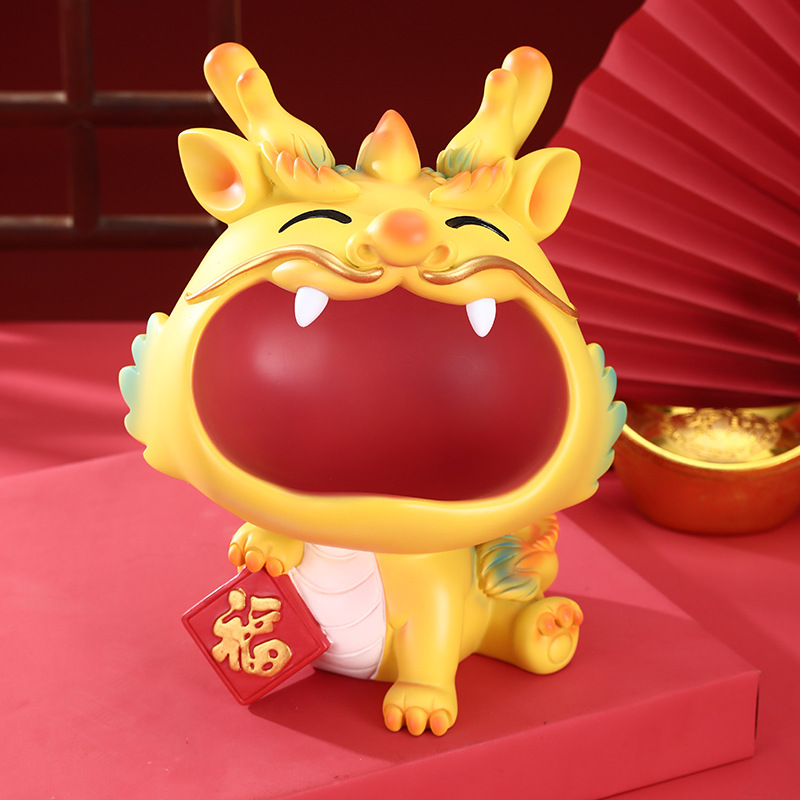 Dragón año mascota creativa Furui Zodiaco dragón almacenamiento decoración hogar entrada clave almacenamiento bandeja regalo de inauguración