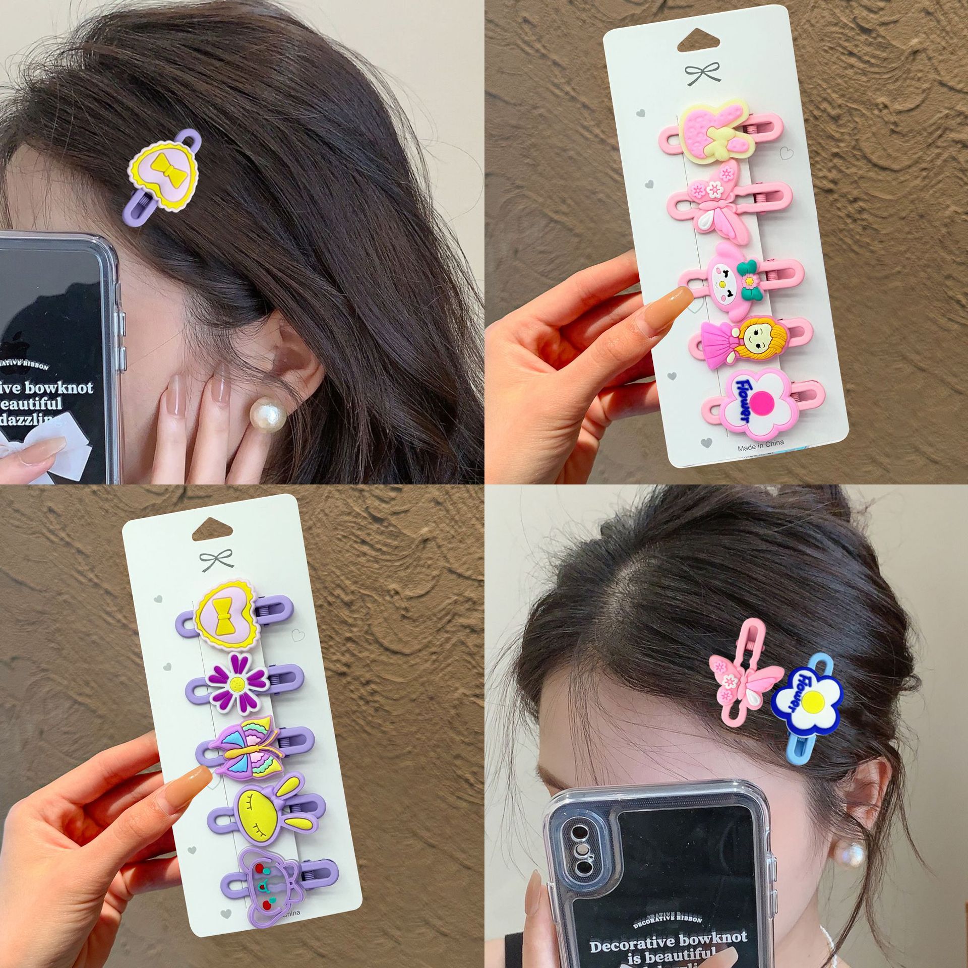 Flores dulces y lindas KT gatos arco clip de cabello princesa clip de cabello chaqueta de niña pequeña