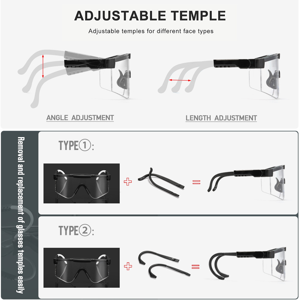 Gafas de una pieza de PC engrosadas sin marcas, gafas antivaho HD transparentes, gafas deportivas para exteriores de alta gama TR 495_voghion.com