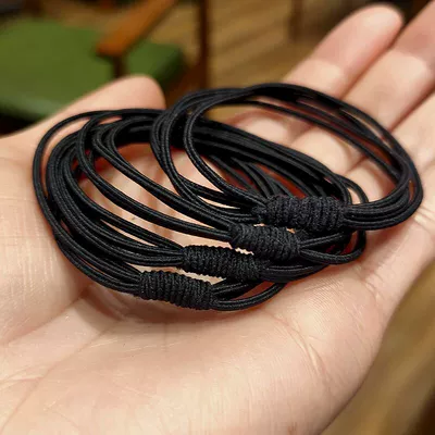 Four-in-one hair rope hair ring Saç üçün rezinlər - black-1-dozen-100-strips