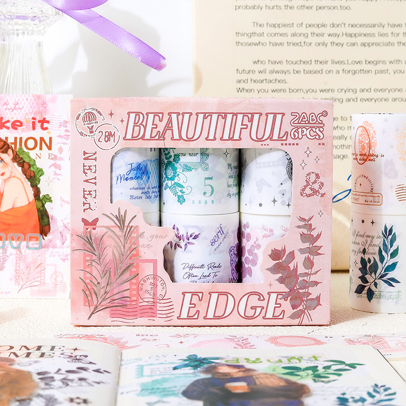 Ritmo de pétalo y cinta de libro de mano de papel juego de caja de sal transfronteriza libro de mano cinta de material de decoración de collage de bricolaje