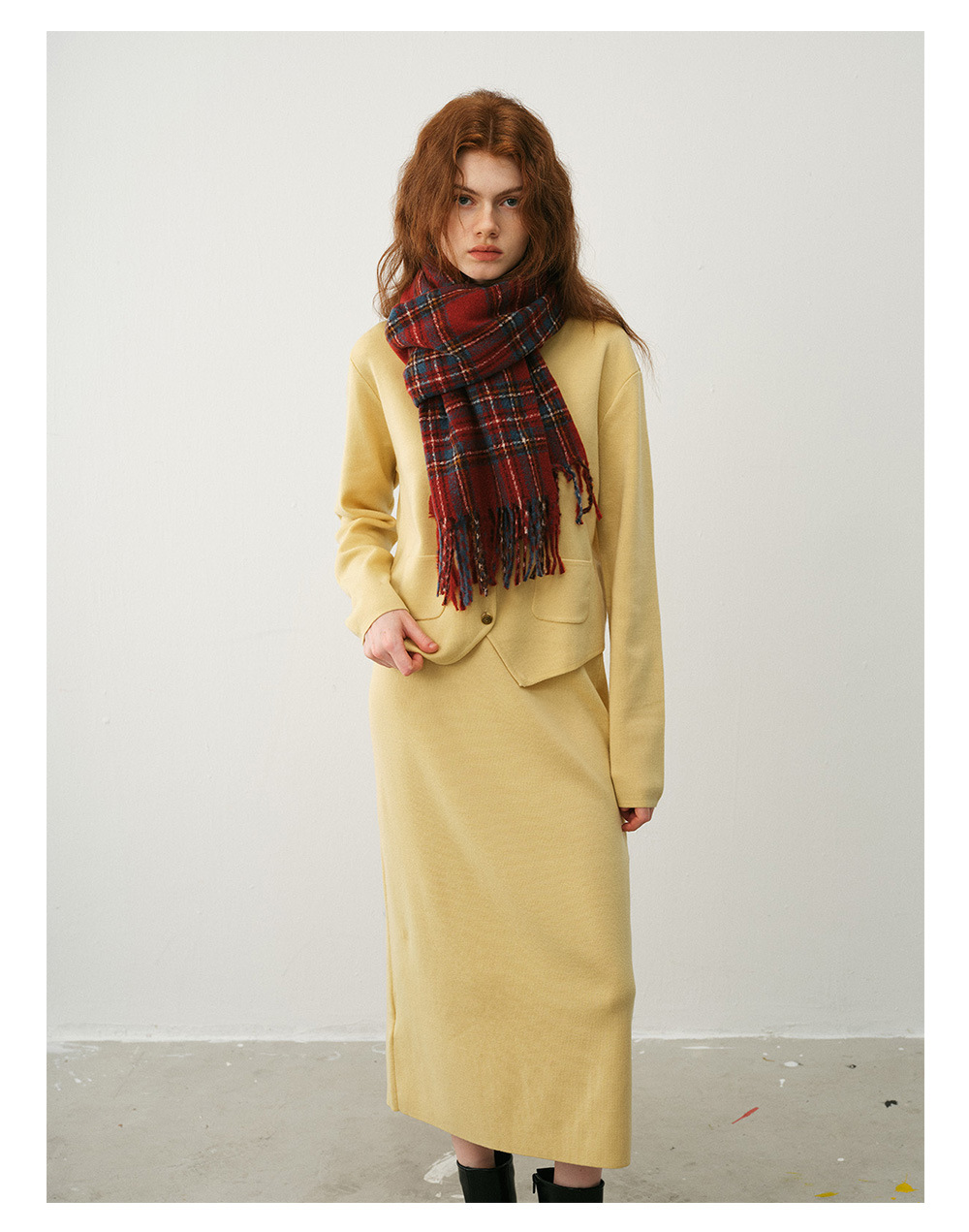 Vintage Plaid Scarf For Women, Classic Winter Cashmere-feel Shawl_voghion.com