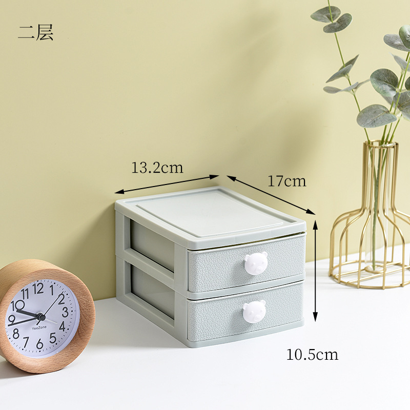 Ins風熊頭取っ手雑品収納棚多層寮デスクトップ防塵化粧品アクセサリー収納ケース卸売り|undefined