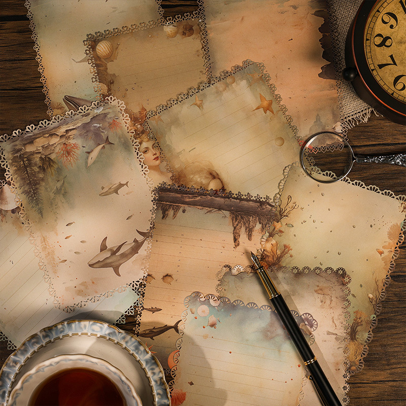 Fantasía aventura serie retro hueco frontera material papel DIY diario decoración base material estilo retro carta papel