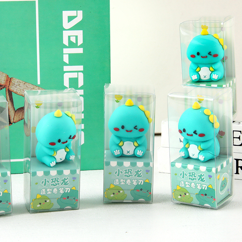 dibujos animados estereoscópicos dinosaurio afilador de lápiz creativo para niños de escuela primaria estilo portátil afilador de lápiz papelería