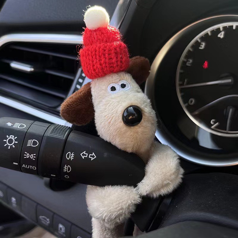 Car Rearview Mirror Decoration Plush Toy Trendy Windshield Wiper Cute Pilot Dog Car Ornament