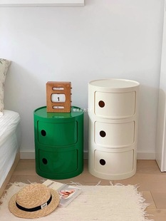 Cream Style Creative Module Bedside Table Round Storage Bedside Cabinet Children's Bedroom Simple Storage Narrow Side Cabinet