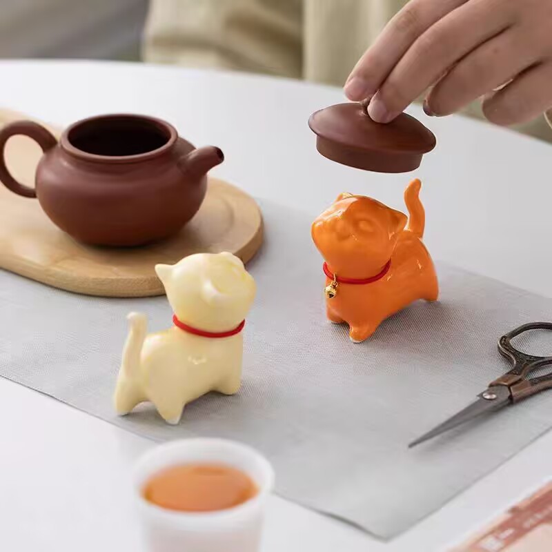 精品陶瓷可爱铃铛萌小猫咪茶宠小摆件陶瓷工艺品茶桌茶盘茶道配件