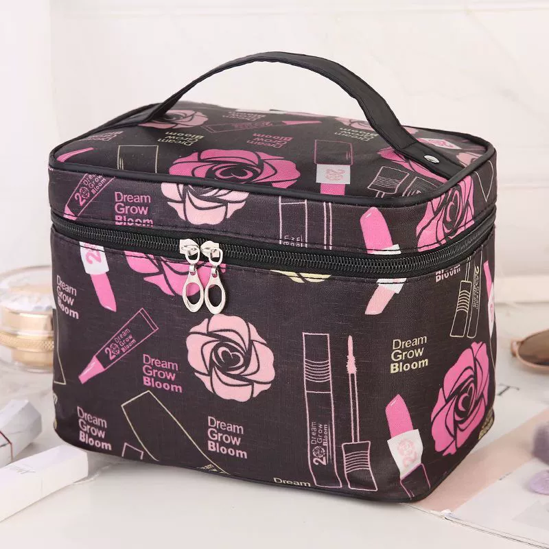 Ёмкий складной косметичник, портативный organizer purse; цвета: Черный Розовый, Синий Розовый, Розовый Розовый