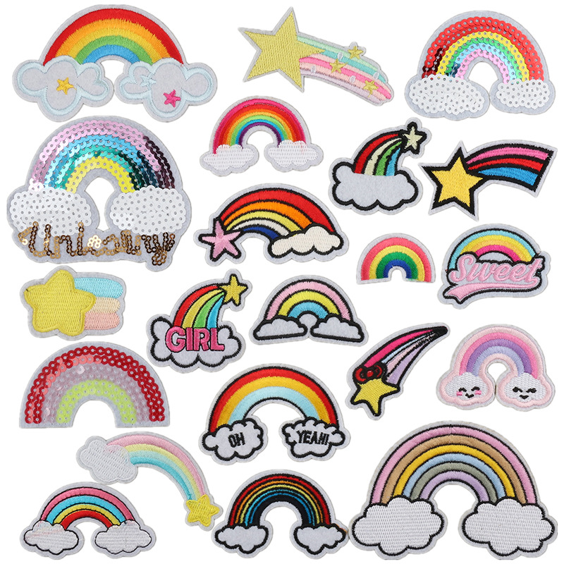 sells cute cloth stickerrainPatches sticker clothes bag embroidery label