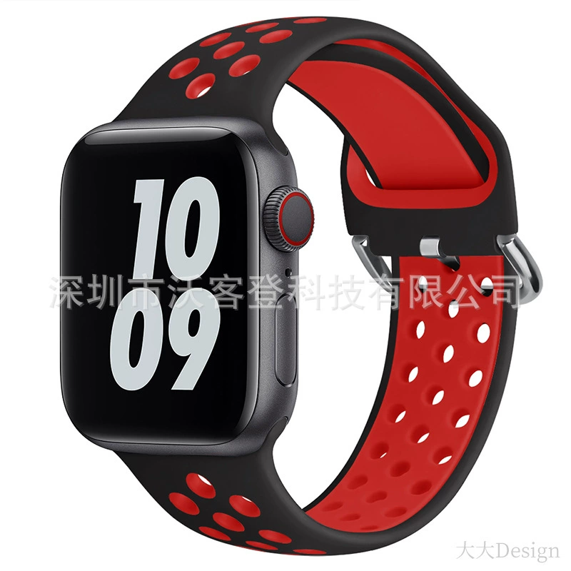 Подходит для Apple, силиконовый ремешок Nike с защёлкой, для Apple Watch 8/7/SE/6/5/4/3/2/1, двухцветный силикон