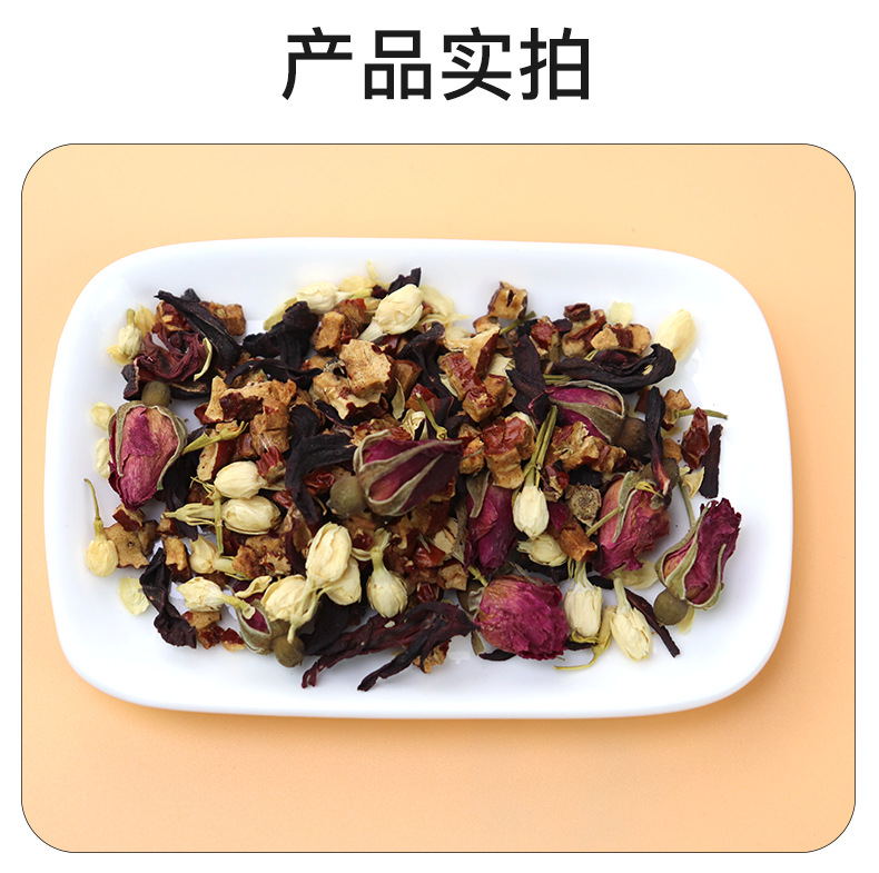 Roselle Rose Jasmine Three Flower Tea 100g Pyramid Tea Bags with Red Date in use
