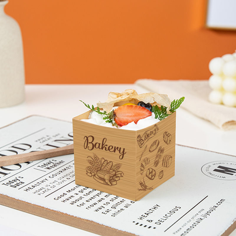 Taza de papel de pastel de hornear resistente a altas temperaturas Hokkaido desechable Qi Feng cuadrado punto occidental caja de embalaje subred papel Kraft rojo