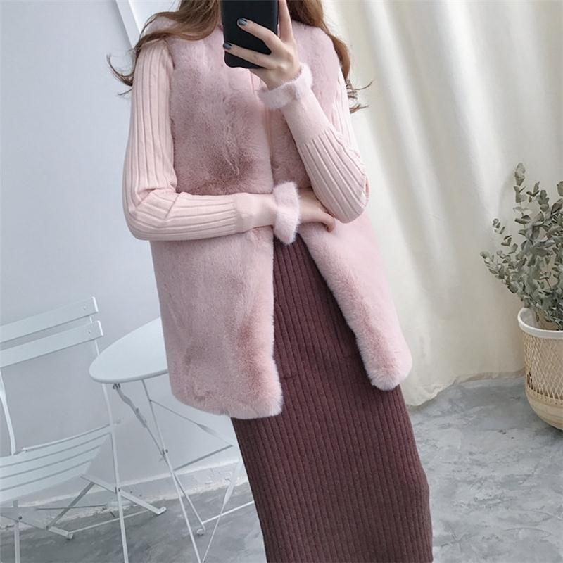Winter And Autumn Women's Medium-Length Fleece Jacket With Slimming Effect, Fur-Imitated Rabbit Fur Vest, Fur-Imitated J_voghion.com