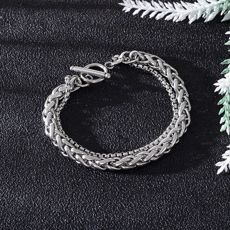 Hip-Hop Geometric Titanium Steel Plating Bracelets