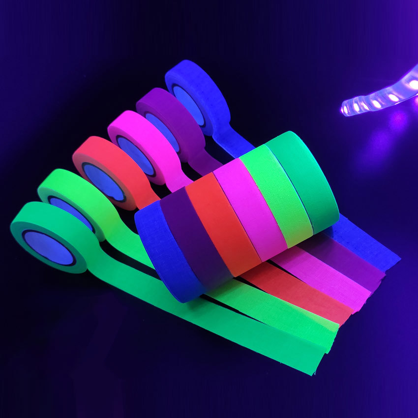 UV fluorescent cotton cloth light-emitting adhesive tape, high viscosity, UV light irradiation, light-emitting stage party decoration tape, factory wholesale